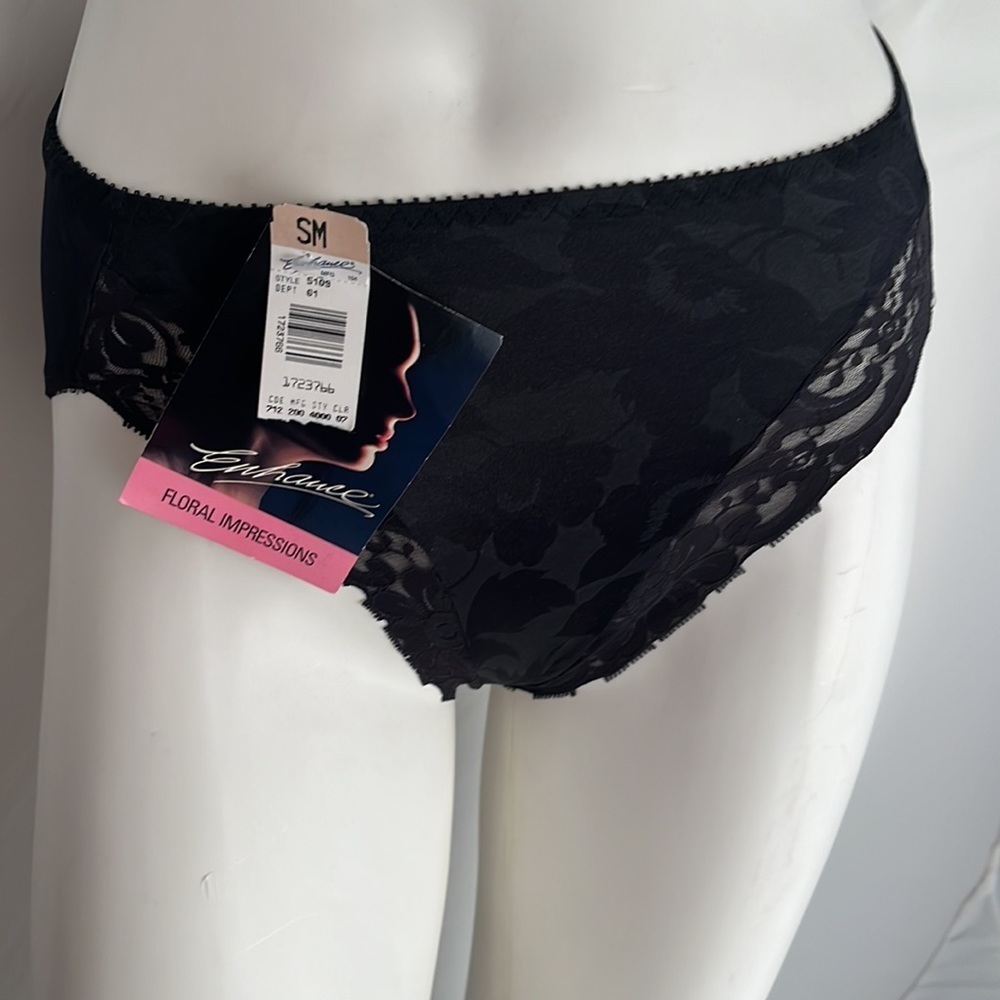 Enhance Floral Expressions black stretch satin nylon panty